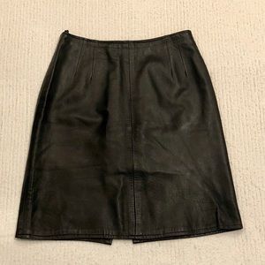 Mangol’s | Black Leather A-Line Skirt